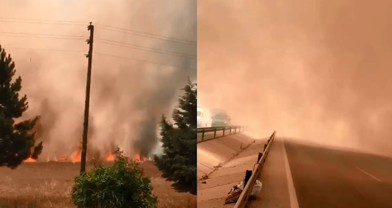Burdur’da yangın: Yol ulaşıma kapandı