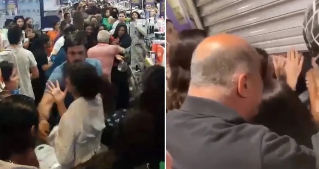 Kozmetik mağazasında indirim izdihamı